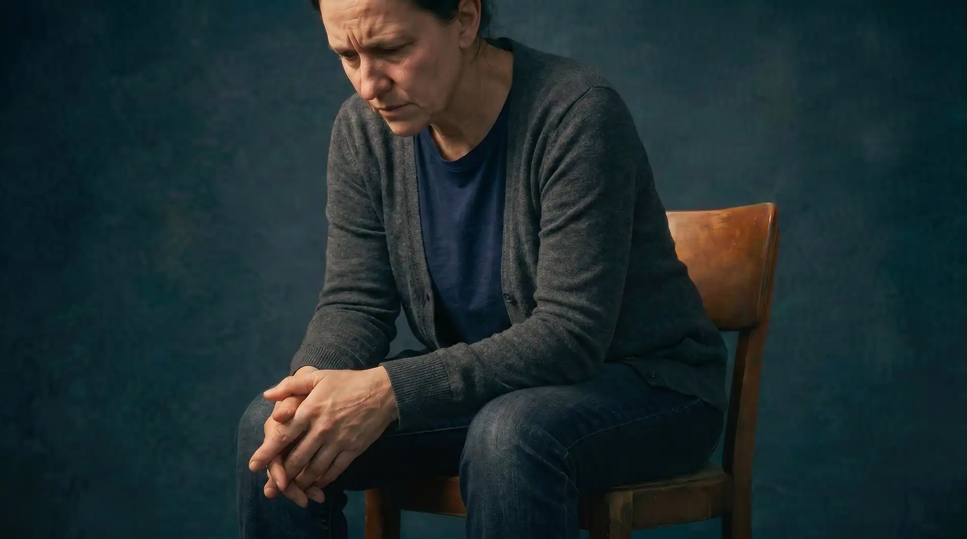 Person med uro, spændinger og træthed som følge af stress i kroppen