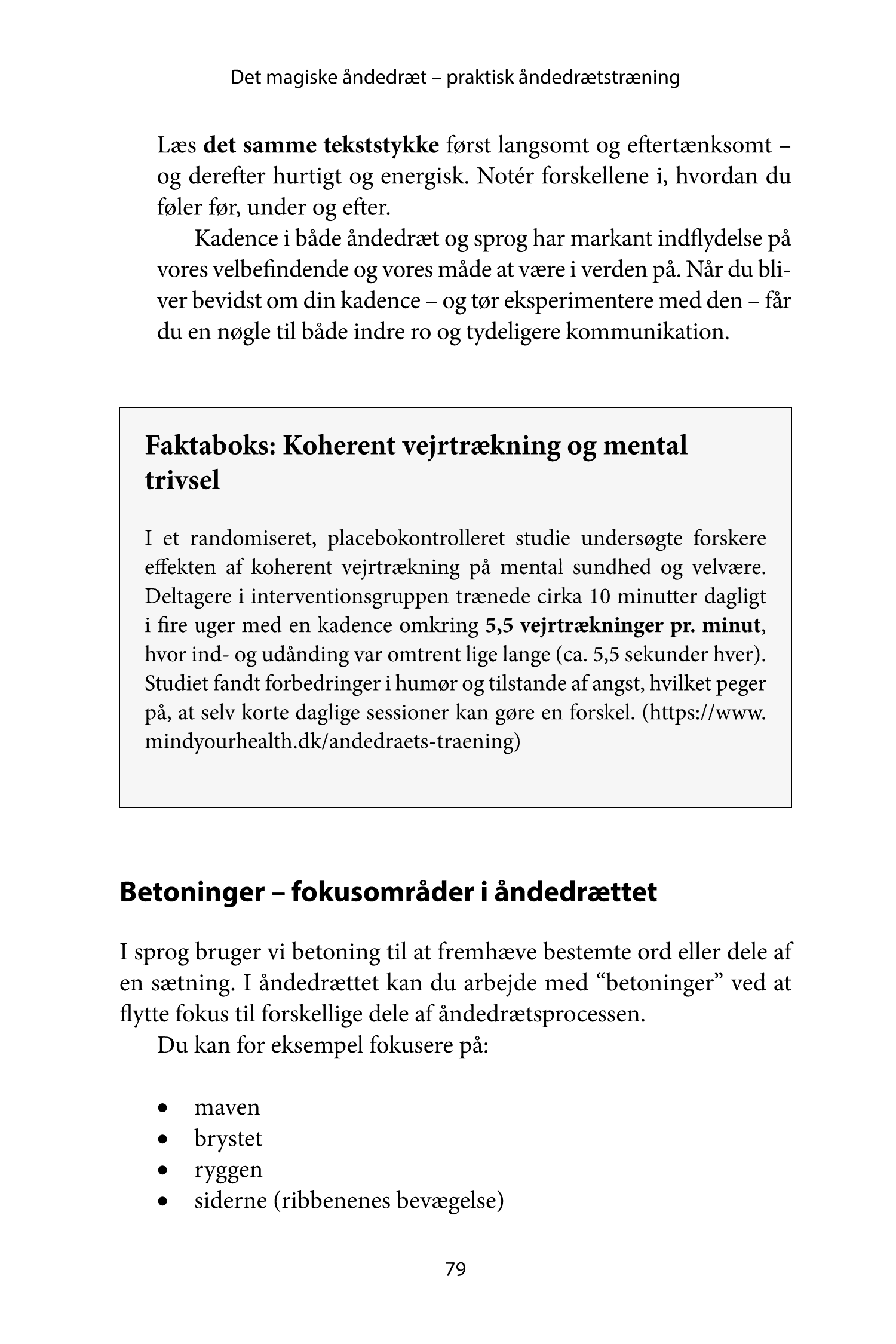 Faktaboks om koherent vejrtrækning fra bogen Åndedrættets Magi